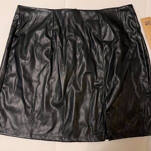 Sleek Black Faux Leather Mini Skirt